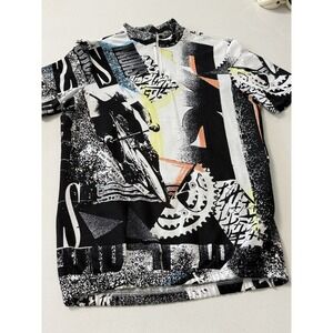 Vintage Fast Radtrikot Cycling Biking Jersey Shirt Mens Large Black White‎ Italy